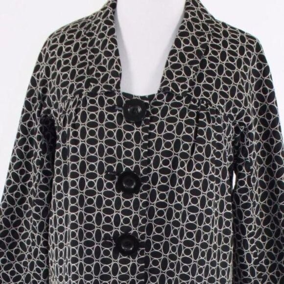 Vintage 90s Y2K Max Studio Retro Cropped Black White Swing Jacket M - Picture 2 of 8